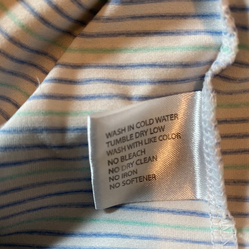 Rhoback The Whaler Blue Green Striped Short Sleeve Polo Size Large - Picture 5 of 7